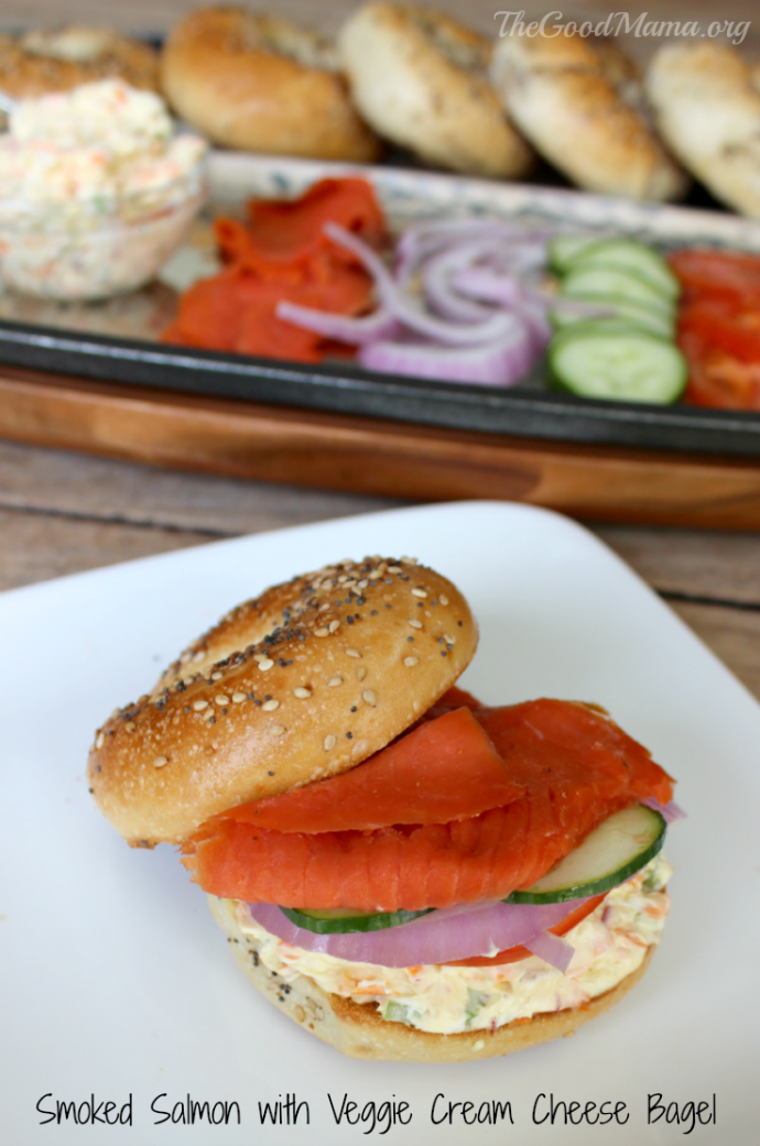 Smoked Salmon with Veggie Cream Cheese Bagel Recipe The Good Mama