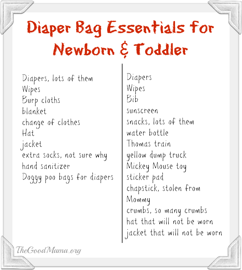 Diaper Bag Essentials for Newborn and toddler
