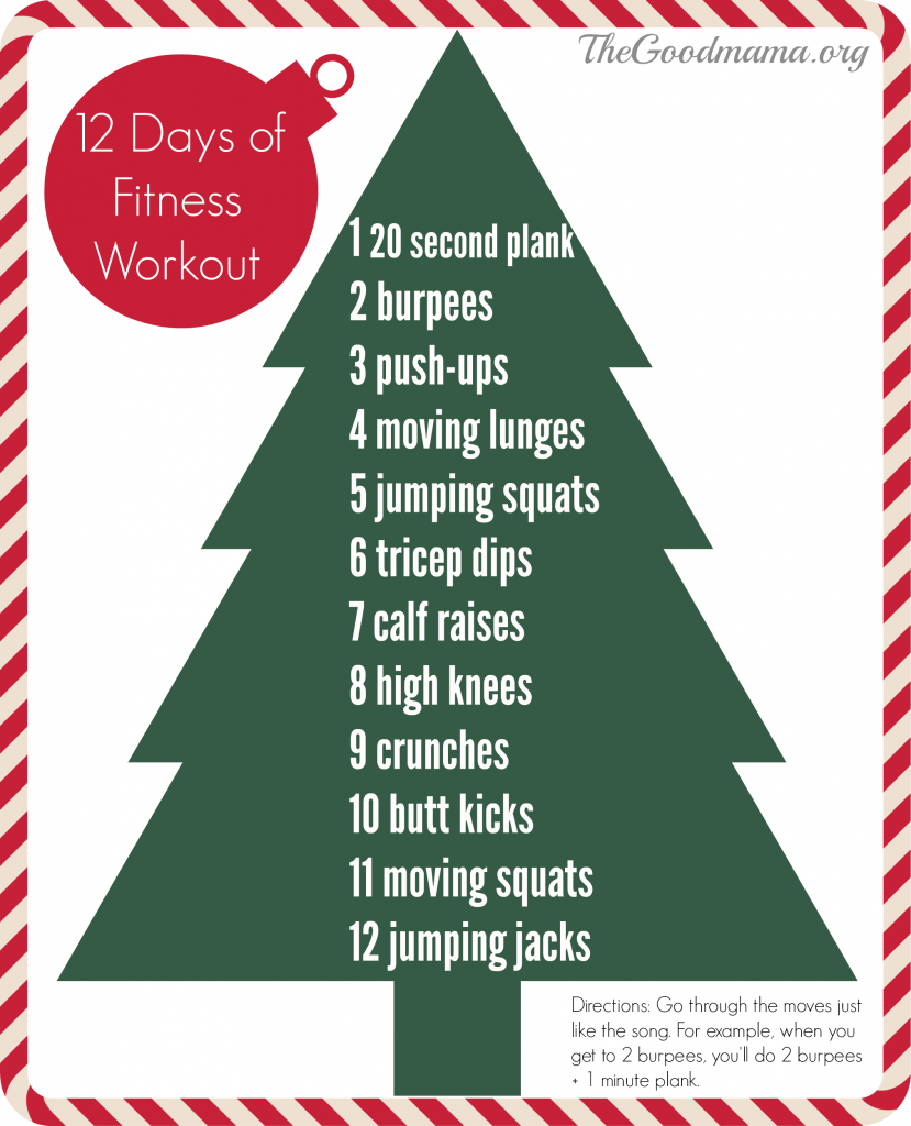 12 Days of Fitness Christmas Workout FREE Printable!
