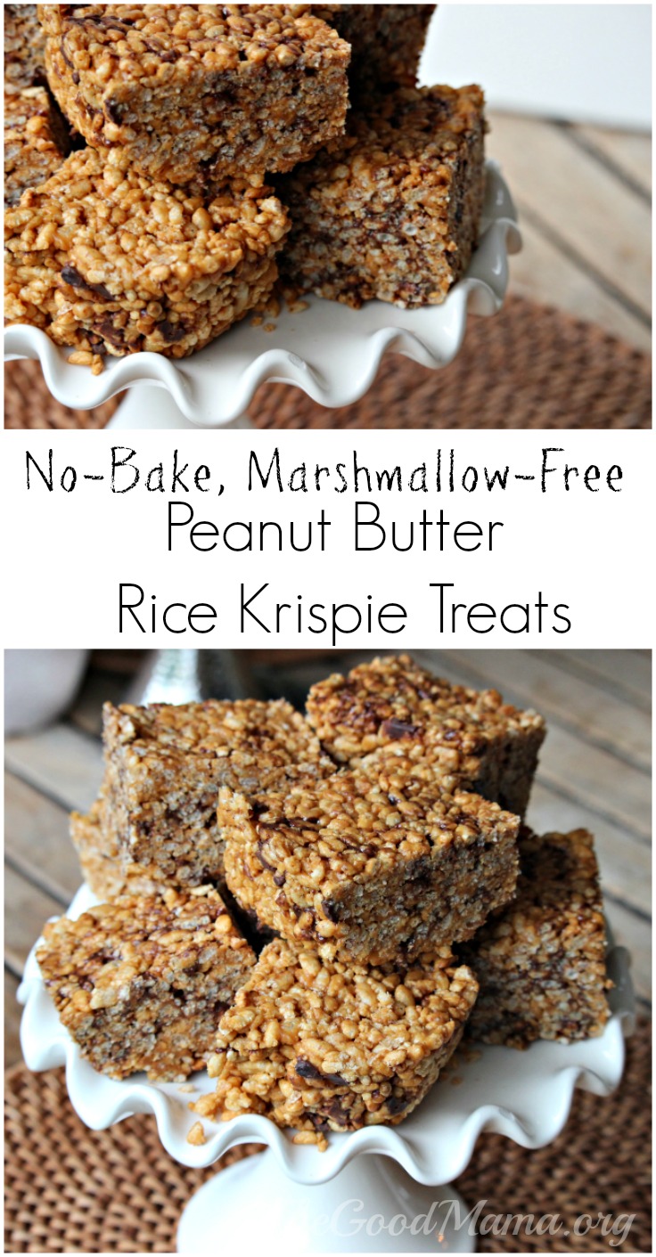 No-bake, sweetened with honey Peanut Butter Rice Krispie Treats Recipe