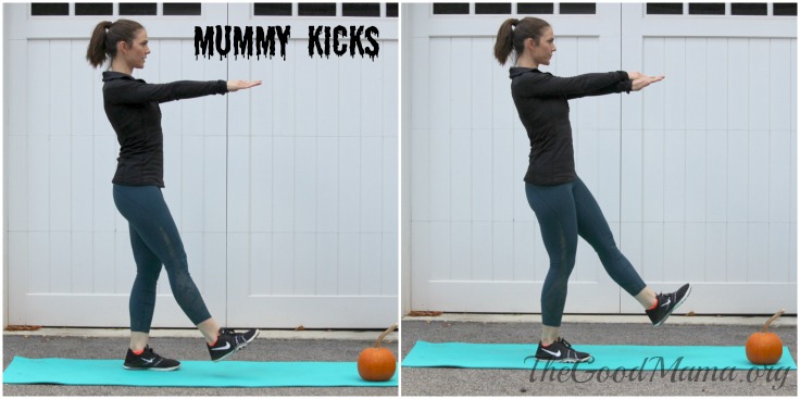 Mummy kicks- halloween exercises